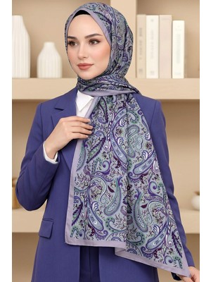 Hadiora Kadın Mavi Lila Şal Desenli Soft Şal