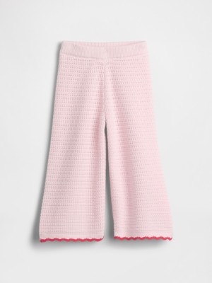 Gap Kız Bebek Açık Pembe Crochet Triko Wide-Leg Eşofman Altı
