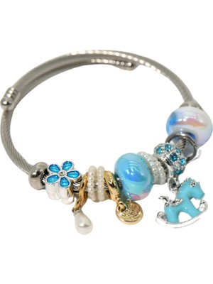 Biem Accessory Biem Pandora Model Çelik Bileklik Mavi2