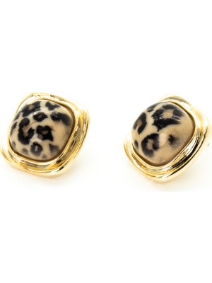 Biem Accessory Biem Krem Leopar Kare Küpe