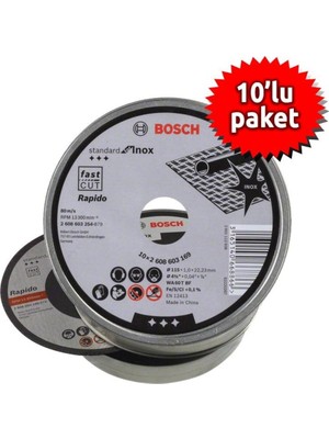 Bosch 115 x 1 mm Inox Metal Kesme Taş 10'lu Paket Hızlı Kesim Özelliği ile Üstün Performans
