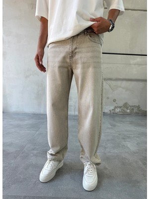 Difransel Jeans Soluk Efektli Taş Baggy Jean