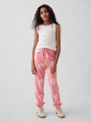 Gap Kız Çocuk Açık Pembe Relaxed Gap Logo Fransız Havlu Kumaş Jogger Eşofman Altı
