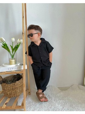 Rüya Kids Erkek Çocuk Yazlık Gömlek Pantolon 2 Li Alt Üst Takım