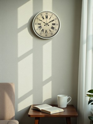 Calais 36 cm Krem Retro Tasarım Duvar Saati