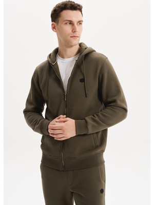 Ar-ma Erkek Tam Fermuar Sweatshirt Basic Baskisiz Kapşonlu Fleto Cepli Büyük Beden Şardonlu Üç İplik K30324801502