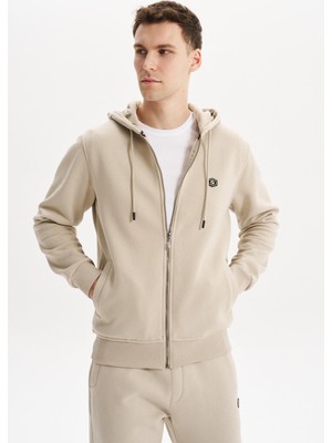 Ar-ma Erkek Tam Fermuar Sweatshirt Basic Baskisiz Kapşonlu Fleto Cepli Büyük Beden Şardonlu Üç İplik K30324801502