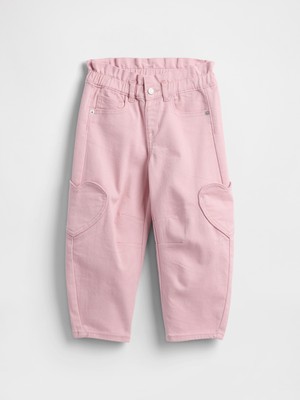 Gap Kız Bebek Pembe Paperbag Horseshoe Jean Pantolon