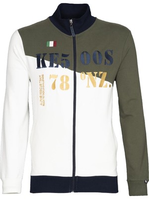 Ar-ma Erkek Tam Fermuar Sweatshirt Yazi Baskili Fleto Cepli Dik Yaka Regular Fit Karbon Firçali Licrali 2 İplik K21324992301