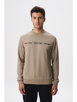 Ar-ma Erkek Bisiklet Yaka Sweatshirt Yazi Baskili Cepsiz Slim Fit Scuba İnterlok K28124988801