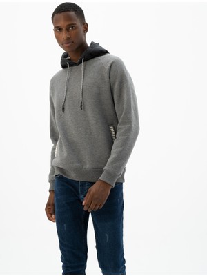 Ar-ma Erkek Kapşonlu Sweatshirt Basic Baskisiz Kapşonlu Fleto Cepli Regular Fit Şardonlu Üç İplik K24254928301