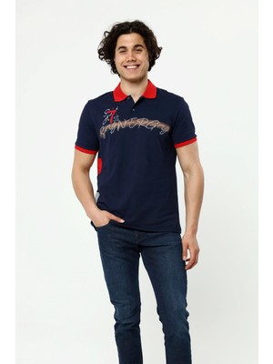 Ar-ma Erkek Polo Yaka Tişört Yazi Baskili Regular Fit Tek Toplama Licrali Pike Y22374300801