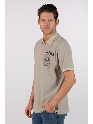 Ar-ma Erkek Polo Yaka Tişört Yazi Baskili Regular Fit Çift Toplama Penye Pike Y22374375601