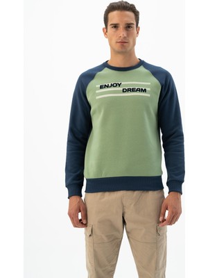 Ar-ma Erkek Bisiklet Yaka Sweatshirt Yazi Baskili Cepsiz Büyük Beden Şardonlu Üç İplik K24124884401
