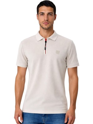 Ar-ma Erkek Polo Yaka Tişört Baskisiz Basic Yaka Fermuarli Regular Fit Çift Toplama Penye Pike Y31374358502