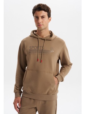 Ar-ma Erkek Kapşonlu Sweatshirt Yazi Baskili Kanguru Cepli Slim Fit Scuba İnterlok K30254685102