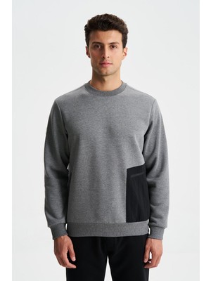 Ar-ma Erkek Bisiklet Yaka Sweatshirt Basic Baskisiz Yandan Fermuar Cepli Regular Fit Şardonlu Üç İplik K28124602101
