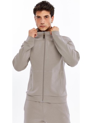 Ar-ma Erkek Tam Fermuar Sweatshirt Baskisiz Basic Fleto Fermuar Cepli Dik Yaka Slim Fit Scuba İnterlok K30324989802