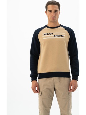 Ar-ma Erkek Bisiklet Yaka Sweatshirt Yazi Baskili Cepsiz Regular Fit Şardonlu Üç İplik K24124908701