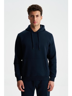 Ar-ma Erkek Kapşonlu Sweatshirt Baskisiz Kanguru Cepli Regular Fit Şardonlu Üç İplik K28254627501