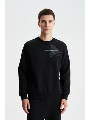 Ar-ma Erkek Bisiklet Yaka Sweatshirt Yazi Baskili Cepsiz Regular Fit Şardonlu Üç İplik K28124602401
