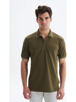 Ar-ma Erkek Polo Yaka Tişört Baskisiz Basic Yaka Fermuarli Regular Fit Çift Toplama Penye Pike Y29374354202