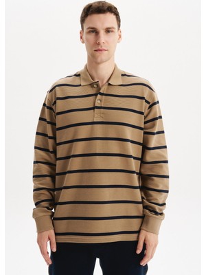 Ar-ma Erkek Polo Yaka Sweatshirt Baskisiz Çizgili Düğmeli Cepsiz Regular Fit Ringel Otoman K30554952502