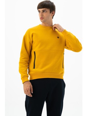 Ar-ma Erkek Bisiklet Yaka Sweatshirt Basic Baskisiz Yandan Fermuar Cepli Regular Fit Şardonlu Üç İplik K24124909401