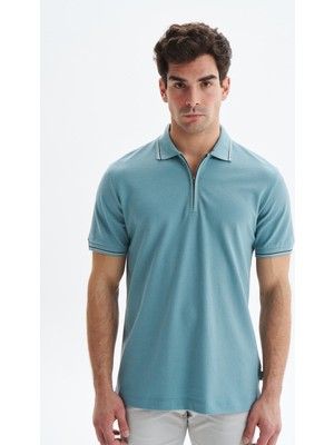 Ar-ma Erkek Polo Yaka Tişört Baskisiz Basic Yaka Fermuarli Regular Fit Çift Toplama Penye Pike Y29374354202