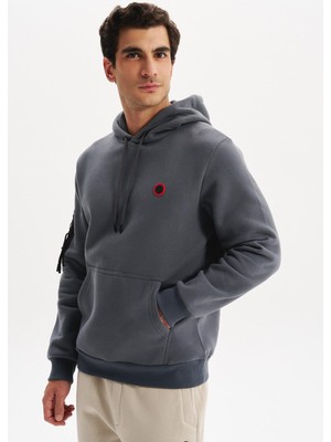 Ar-ma Erkek Kapşonlu Sweatshirt Baskisiz Kanguru Cepli Regular Fit Şardonlu Üç İplik K30254629202