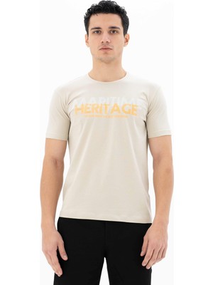 Ar-ma Erkek Bisiklet Yaka Tişört Yazi Baskili Slim Fit Full Süprem Y25344452201