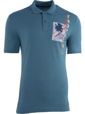 Ar-ma Erkek Polo Yaka Tişört Yazi Baskili Regular Fit Tek Toplama Licrali Pike Y21374274701