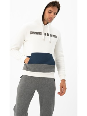 Ar-ma Erkek Kapşonlu Sweatshirt Yazi Baskili Kanguru Cepli Regular Fit Şardonlu Üç İplik K24254928101