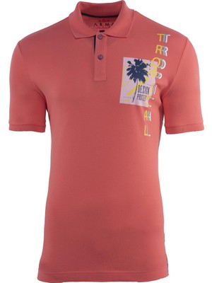 Ar-ma Erkek Polo Yaka Tişört Yazi Baskili Regular Fit Tek Toplama Licrali Pike Y21374274701