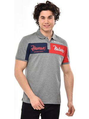 Ar-ma Erkek Polo Yaka Tişört Yazi Baskili Regular Fit Tek Toplama Licrali Pike Y22374301301