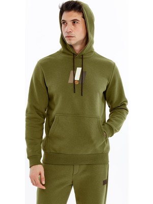 Ar-ma Erkek Kapşonlu Sweatshirt Yazi Baskili Kanguru Cepli Regular Fit Şardonlu Üç İplik K30254628502
