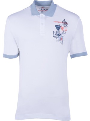 Ar-ma Erkek Polo Yaka Tişört Yazi Baskili Regular Fit Tek Toplama Licrali Pike Y21374275201