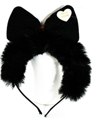 Biem Accessory Biem Peluş Fiyonklu Taç Siyah