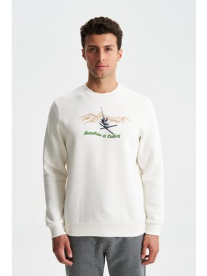 Ar-ma Erkek Bisiklet Yaka Sweatshirt Yazi Baskili Cepsiz Regular Fit Şardonlu Üç İplik K28124602501
