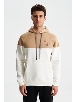 Ar-ma Erkek Kapşonlu Sweatshirt Yazi Baskili Kanguru Cepli Regular Fit Şardonlu Üç İplik K28254627601
