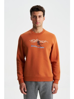 Ar-ma Erkek Bisiklet Yaka Sweatshirt Yazi Baskili Cepsiz Regular Fit Şardonlu Üç İplik K28124602501
