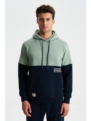 Ar-ma Erkek Kapşonlu Sweatshirt Yazi Baskili Kanguru Cepli Regular Fit Şardonlu Üç İplik K28254627101