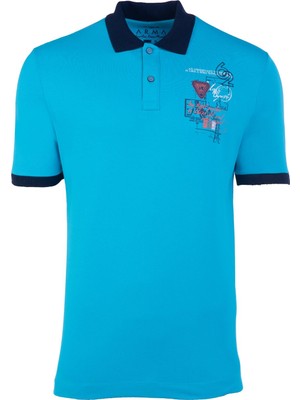 Ar-ma Erkek Polo Yaka Tişört Yazi Baskili Regular Fit Tek Toplama Licrali Pike Y21374275201