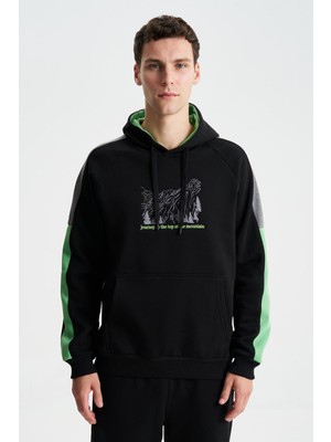 Ar-ma Erkek Kapşonlu Sweatshirt Yazi Baskili Kanguru Cepli Regular Fit Şardonlu Üç İplik K28254627701