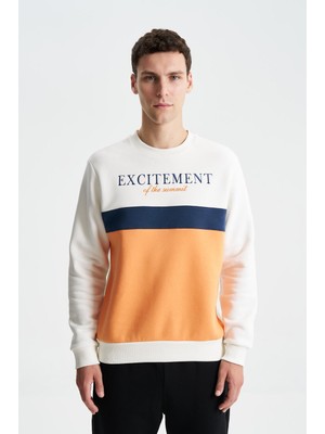 Ar-ma Erkek Bisiklet Yaka Sweatshirt Yazi Baskili Cepsiz Regular Fit Şardonlu Üç İplik K28124602701