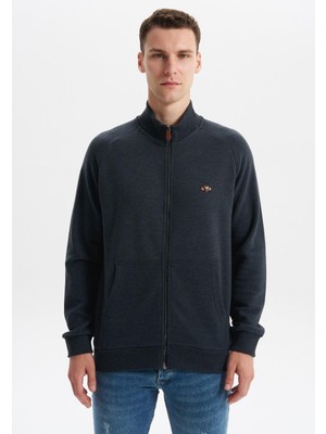 Ar-ma Erkek Tam Fermuar Sweatshirt Baskisiz Basic Kanguru Cepli Dik Yaka Regular Fit Karbon Firçali Selanik K30324698202