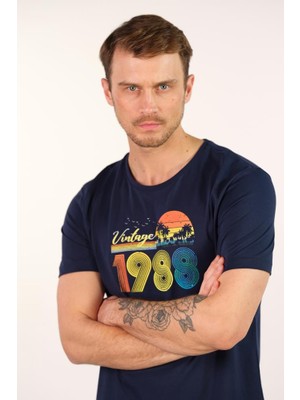 Ar-ma Erkek Bisiklet Yaka Tişört Yazi Baskili Regular Fit Penye Süprem Y22344400501
