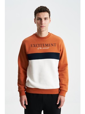 Ar-ma Erkek Bisiklet Yaka Sweatshirt Yazi Baskili Cepsiz Regular Fit Şardonlu Üç İplik K28124602701