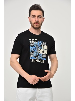 Ar-ma Erkek Bisiklet Yaka Tişört Yazi Baskili Regular Fit Penye Süprem Y22344402501