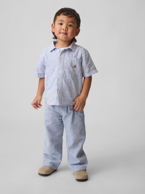 Gap Erkek Bebek Açık Mavi Keten Karışımı Pull-On Pantolon